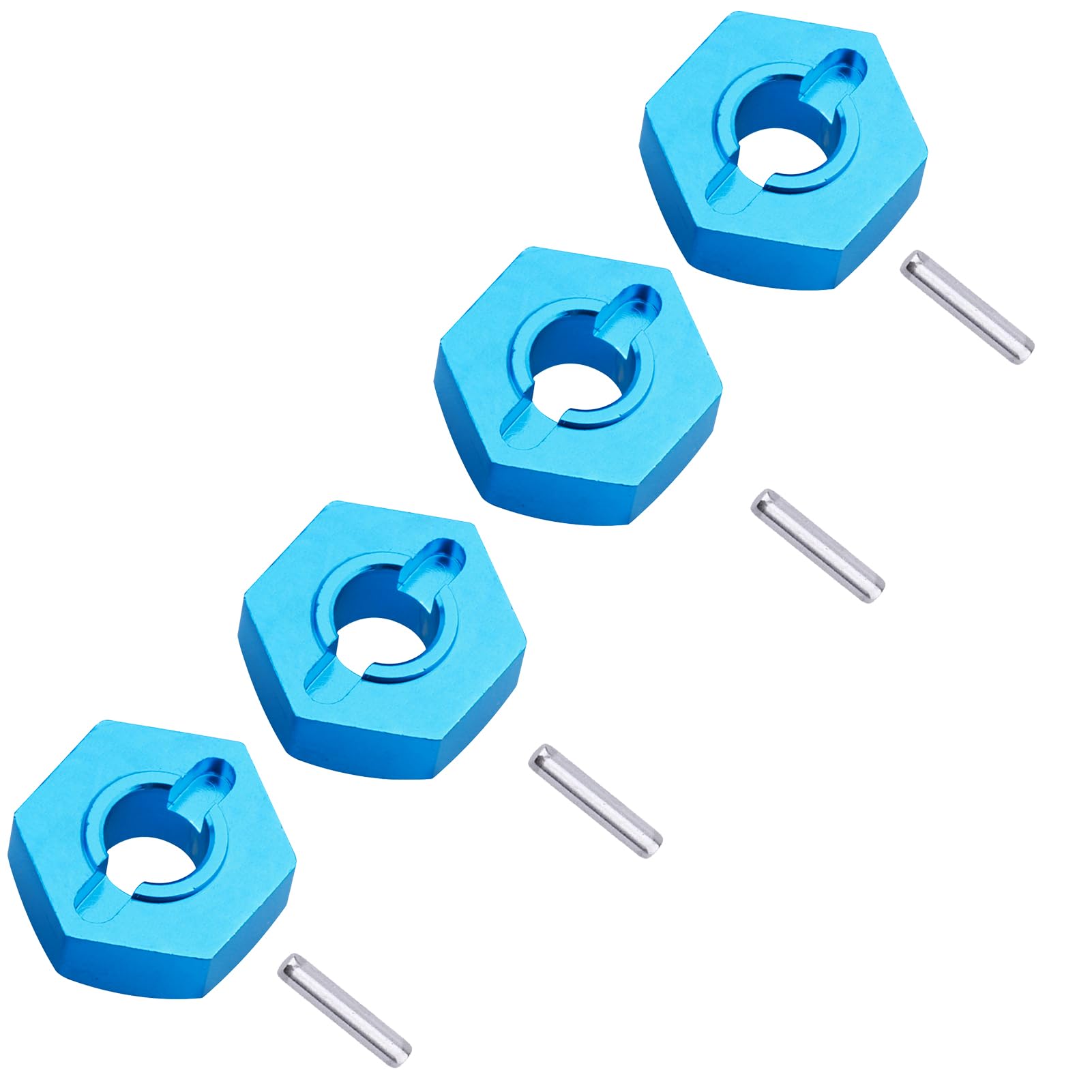 HobbyparkAluminum Wheel Hex Hubs 12mm Drive Adapter with Pins 2x10 mm for RC Car Upgrade Replacement Parts (Pack of 4)
