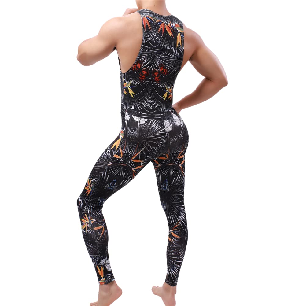 Traje de lucha libre para hombre, estampado de una pieza, estilo atlético, leotardo, gimnasio, ropa interior, chaleco