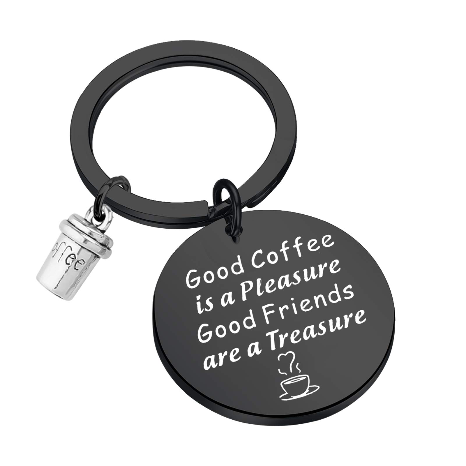FUSTMW Coffee Lover Keychain - Coffee Themed Friendship Jewelry for BFF Birthday Gifts, Black, L