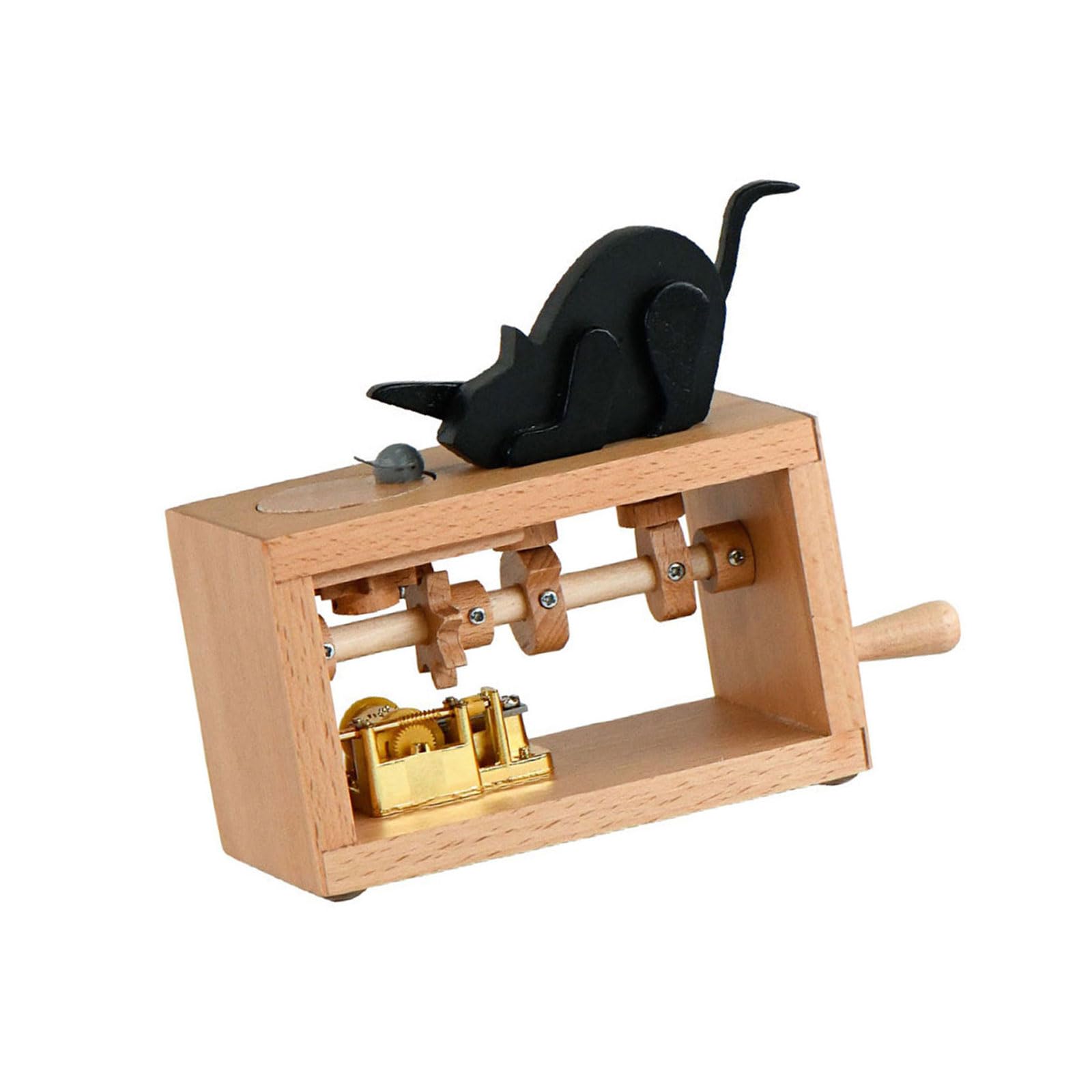 Msioytog B Handcrafts Wood Music Ox With Detailed Carvings And Soothings Hand Cranked Musical Ornament For Desktop Decoration Vintage Music Ox