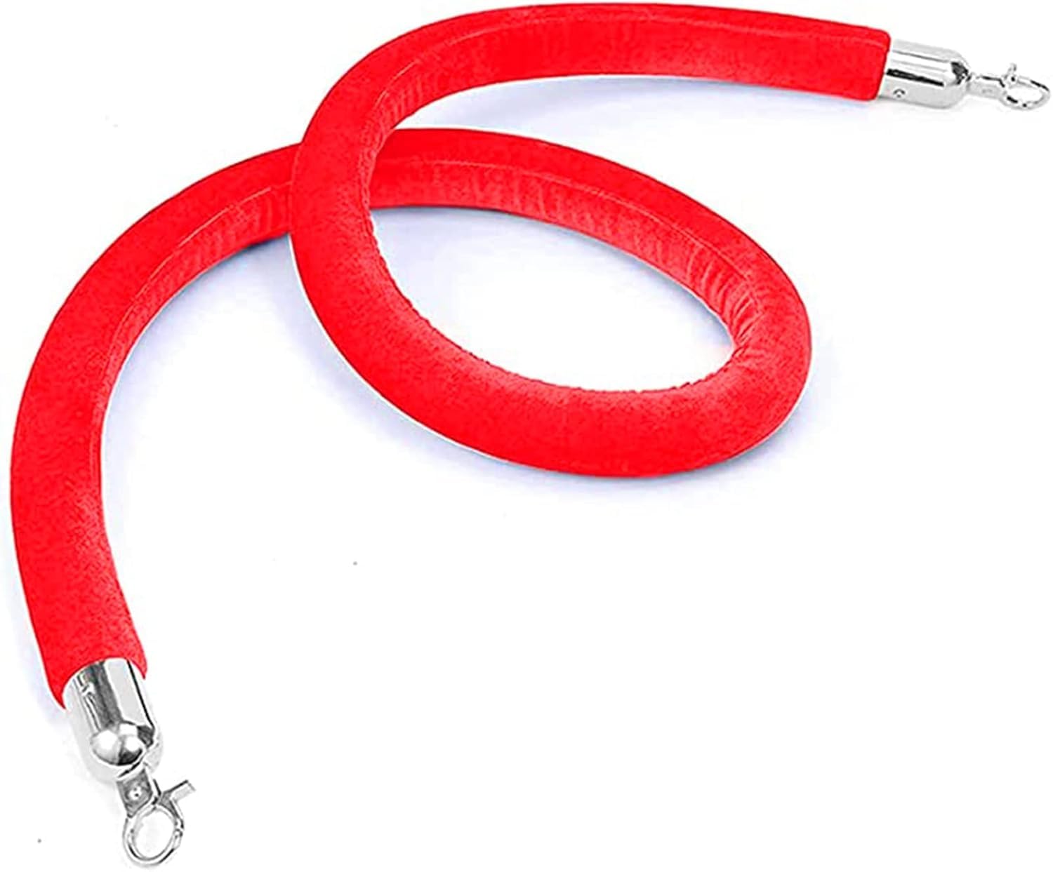 Aioneer Retractable Stanchion Posts With Silver Clasps, Queue Management Barrier Ropes For Crowd Control - Red For Events And Grand Openings-Red-0.6m