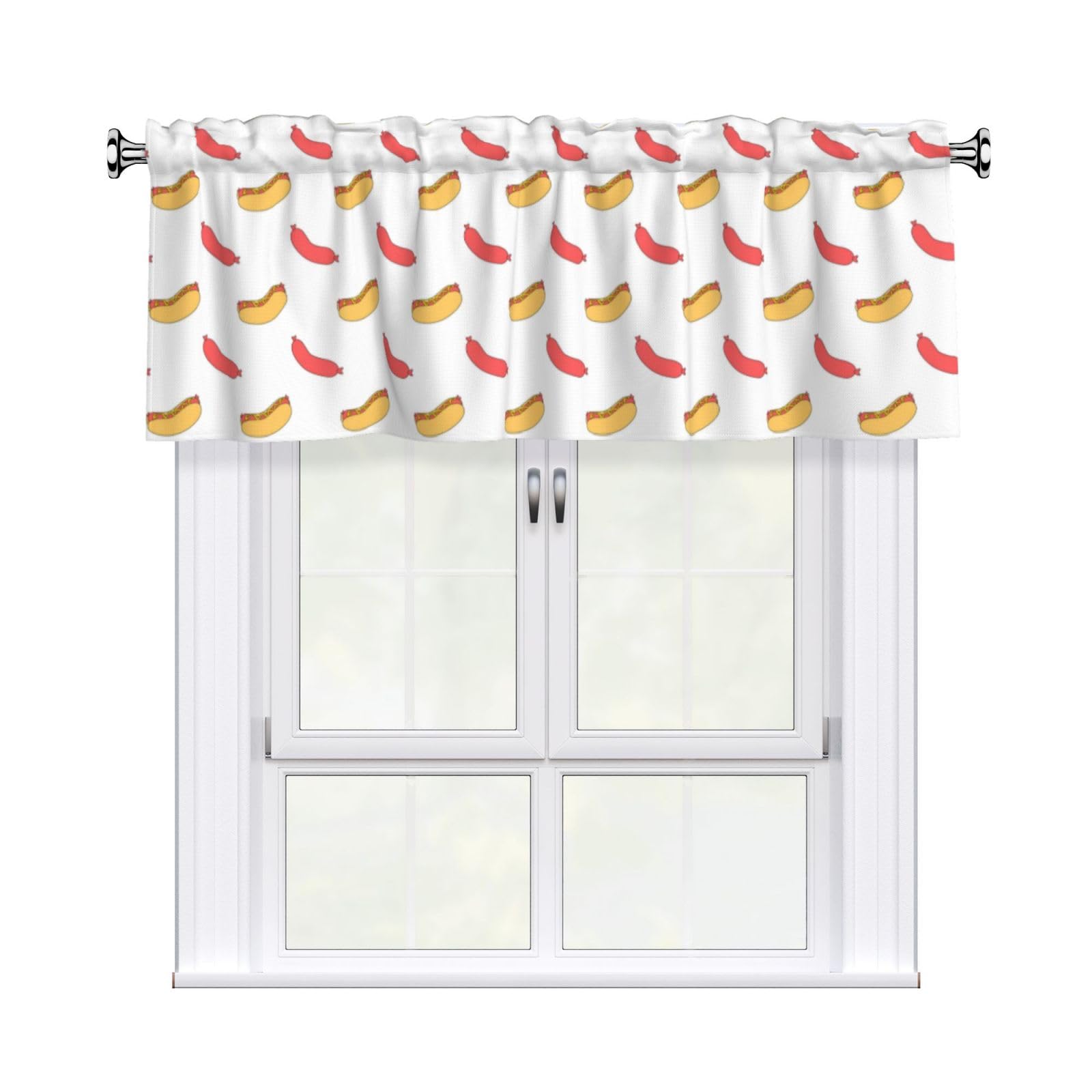 Noble Ren Delicious Hot Dogs Short Curtain Valance 54x18in For Kitchen Bathroom Cafe Living Room Decoration