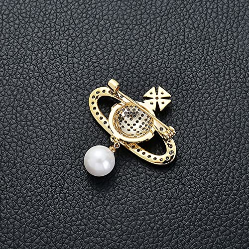 Image of Satellite Brooch Pin Corsage, Sweater Dress Shawl Classy Jewelry Accessory Decor for Wedding Birthday Party Christmas Gift, Gold (Style 1)