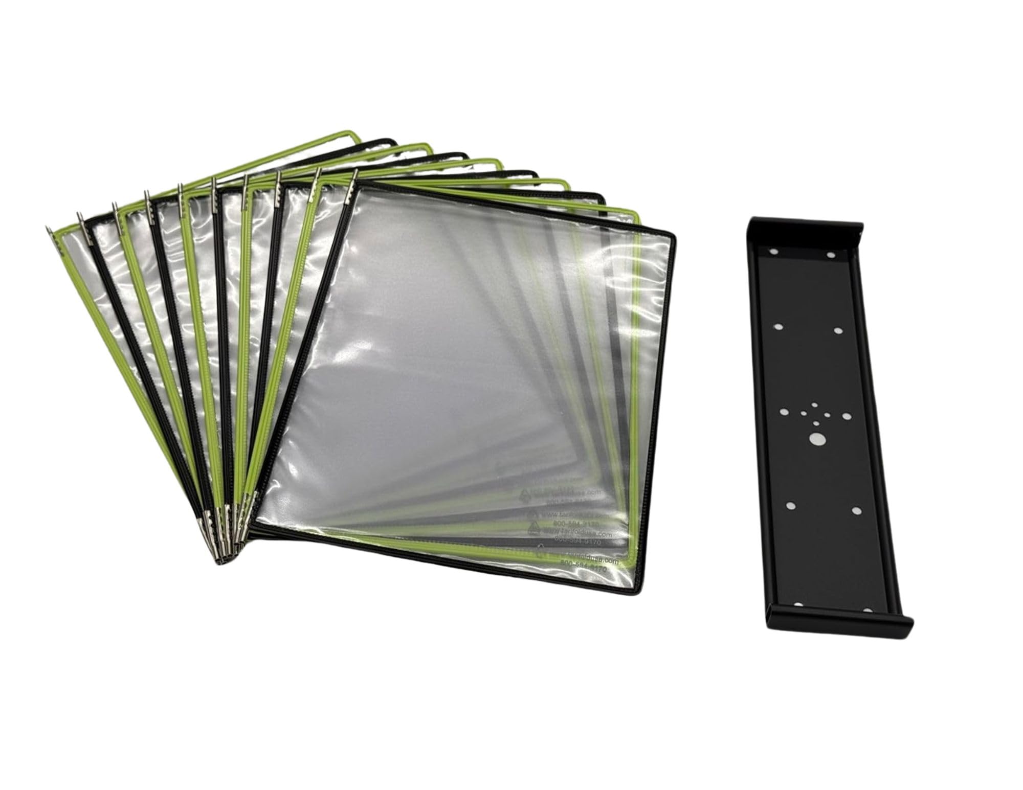 TARIFOLD WBL291 Wandhalterung, mit 10 doppelseitigen Klarsichtfächern, 20 Blatt, Grün und Schwarz