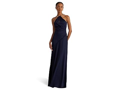 Lauren Ralph Lauren Satin Charmeuse Halter Gown Women