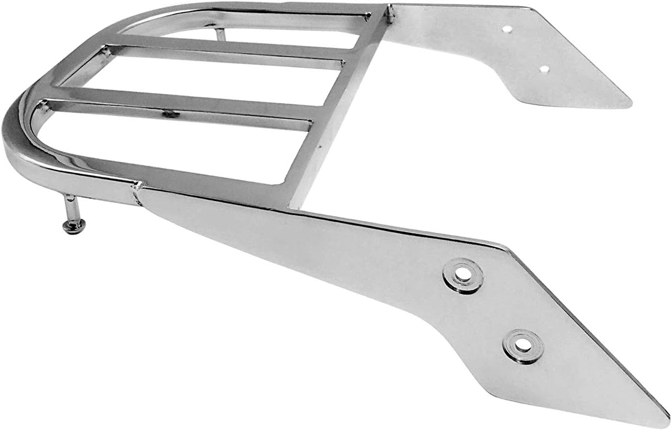 AfterMokit Replacement Steel Luggage Rack with 11 inch Mounting Tabs for Honda VTX1800C 2002-2007 VTX1300C 2004-2009 with 1.65 inch Mounting Hole Center Chrome Plated Sissy Bar