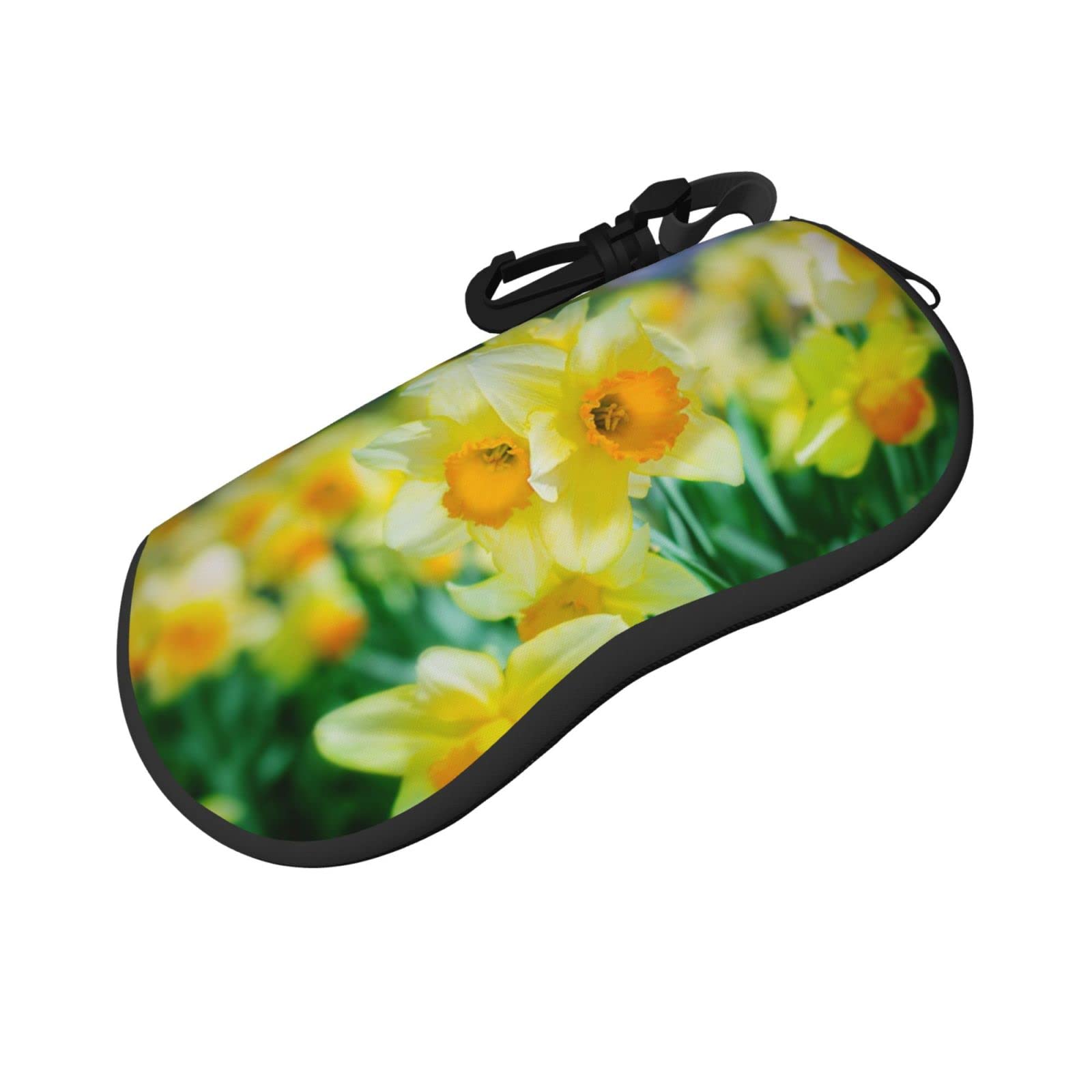 ASEELO Glasses Case Daffodil Flower Eyeglass Case Soft Sunglasses Case Neoprene Zipper Glasses Pouch for Women Men