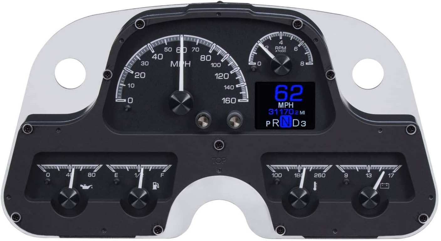 Dakota Digital HDX-62T-FJ-K Compatible with 1962-84 Toyota FJ Customizable Dash Gauge System Black Alloy