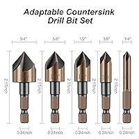 Vista 2 de Broca avellanadora de 82 grados HSS de 1/4 a 3/4 pulgadas con vástago hexagonal de 1/4 de pulgada, broca avellanadora para madera, metal, plástico