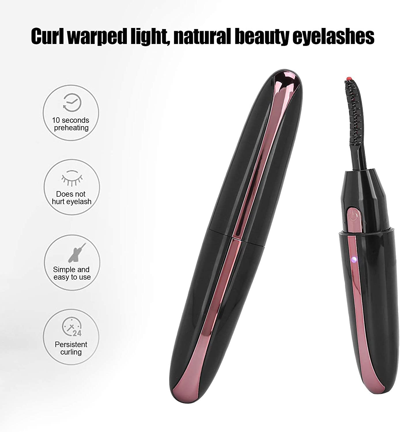 TECNOVIQ Heated Eyelash Curler, Rechargeable Lash Styler with 2 Heat Settings, Quick 24H Long-Lasting Curl, Portable Makeup Tool 1