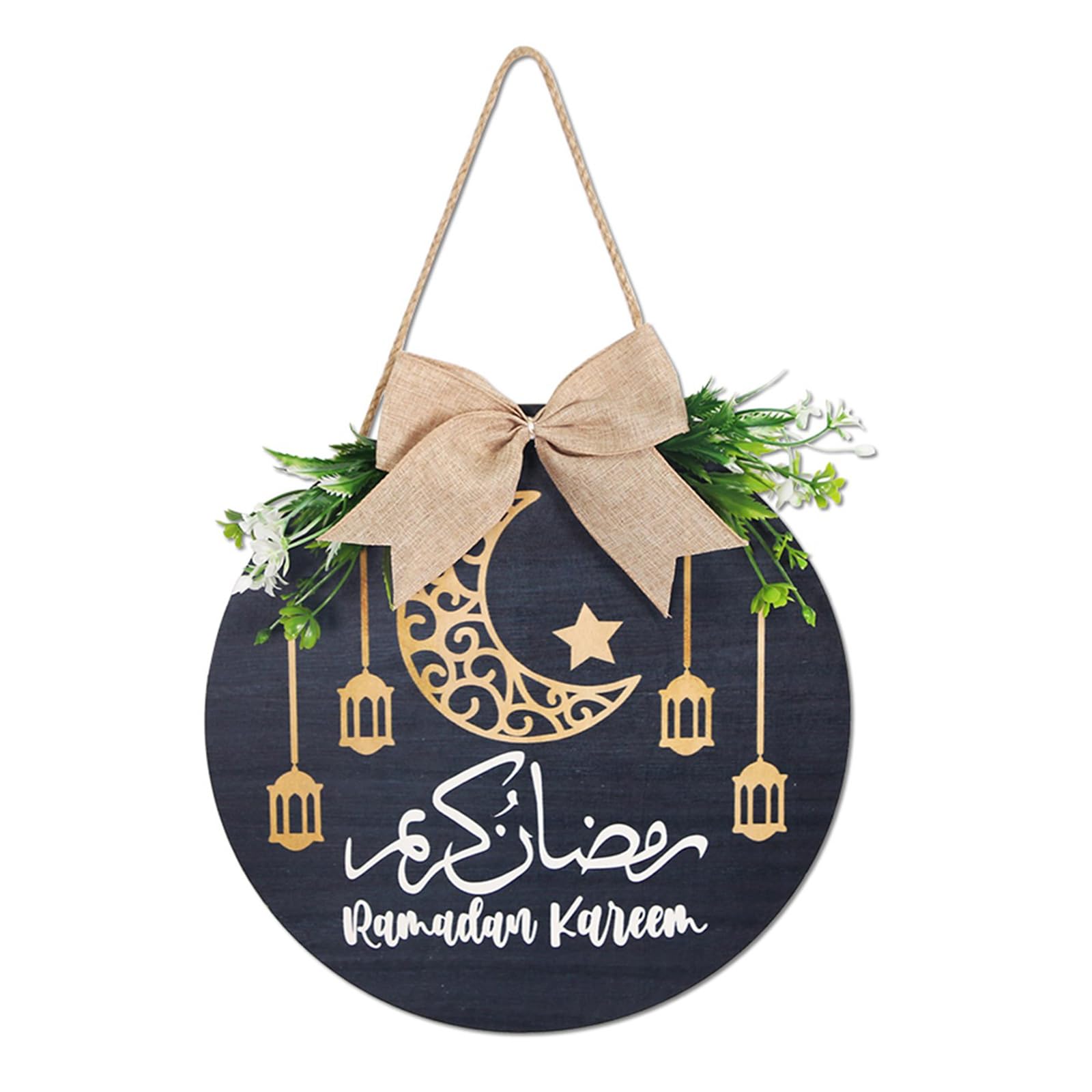 NVOQILIN Middle Eastern Festival Welcome Sign Wooden Door Sign Hanging Ornament for Entrance Door Living Room Bedroom Decoration Theme Party Decoration