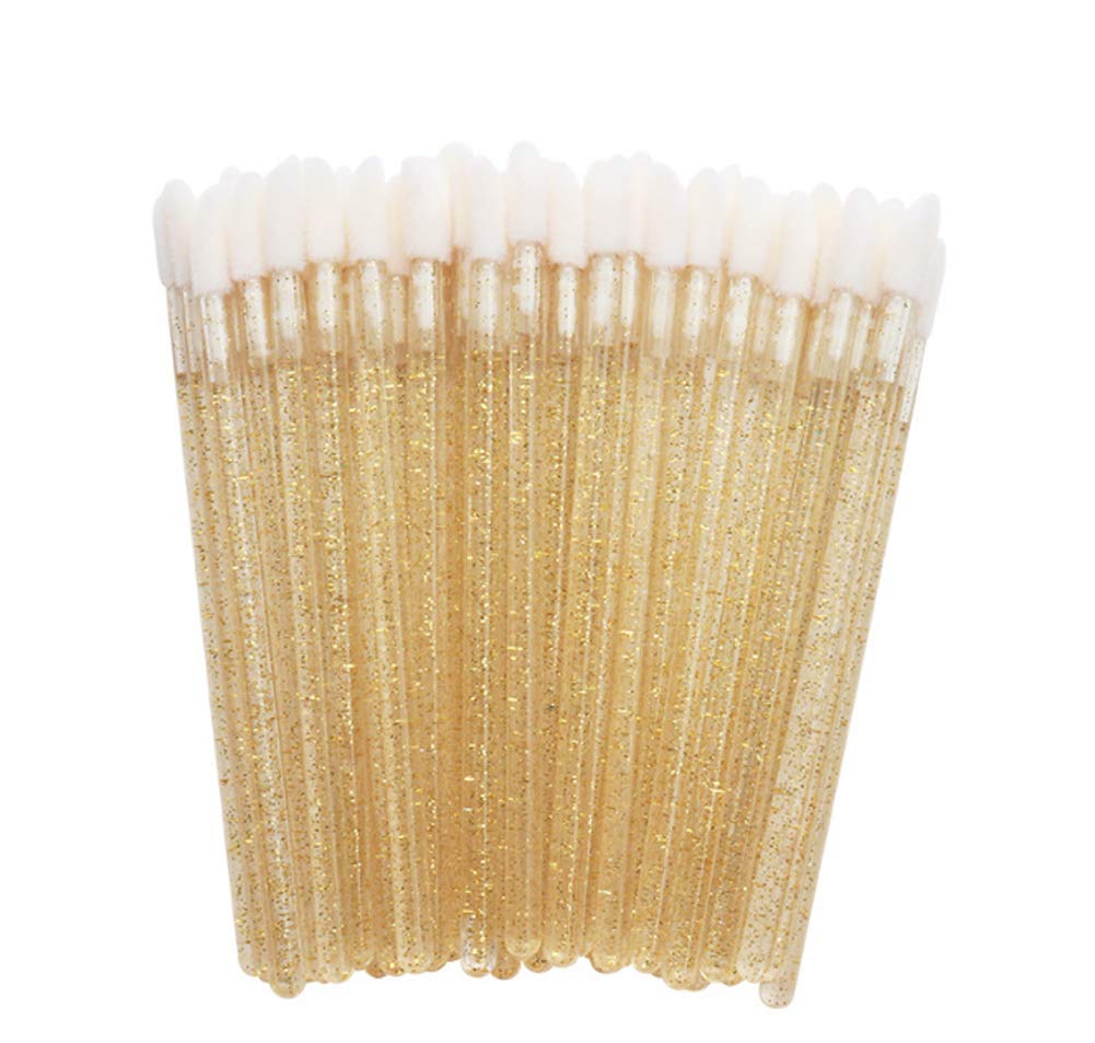 MELADY Disposable Bling Lip Brushes Lipstick Gloss Wands Applicator Perfect Makeup Tool Kits (Pack of 1000pcs, Gold)