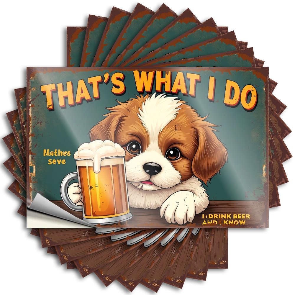 A Cute Puppy Holding A Mug of Beer Guest Bathroom Decor Western Bathroom - Decal Garage Waterproof Decal(6X9CM)