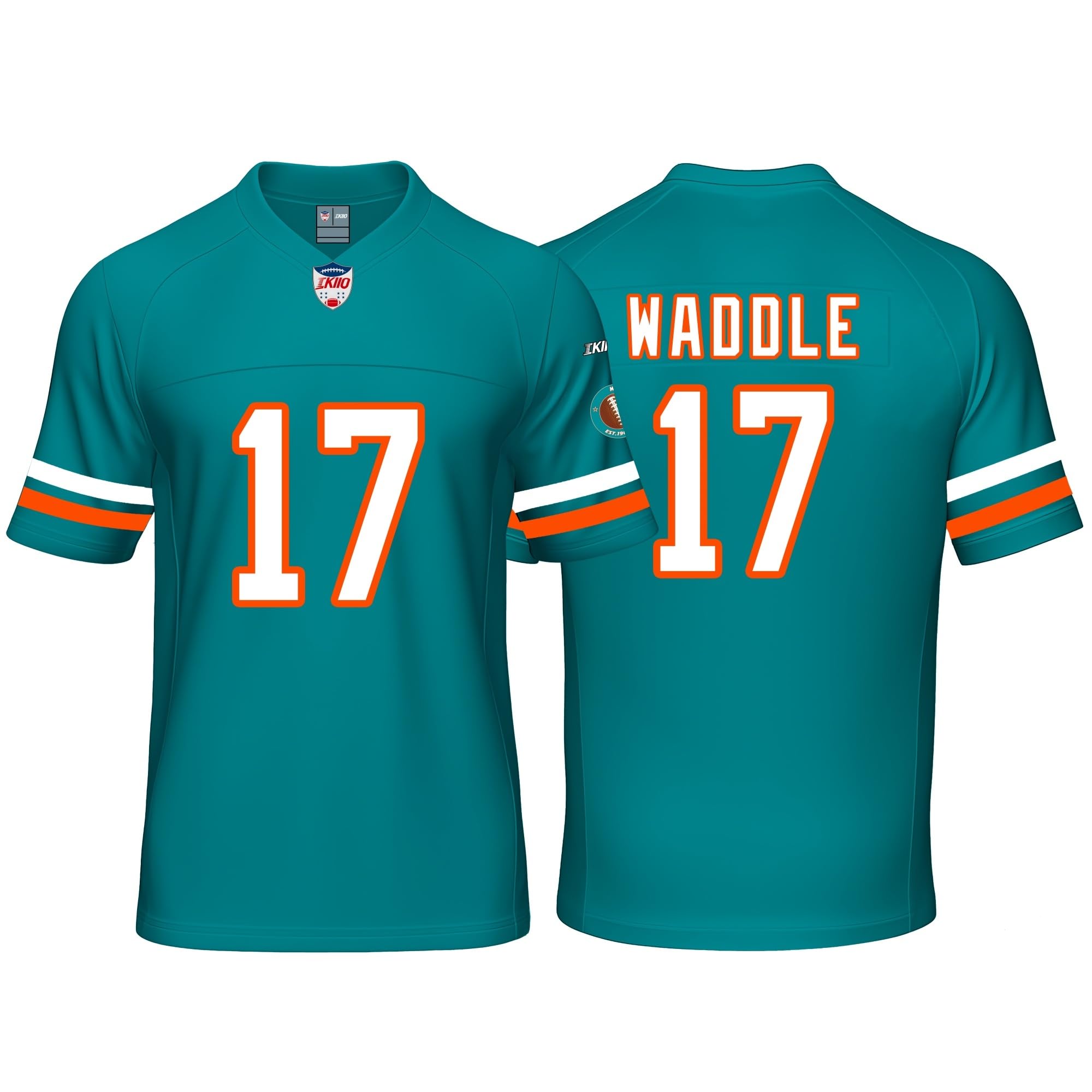 Custom Mens/Youth Football Stitched T-Shirt for Sports Fan Green/White No Brand/Logos