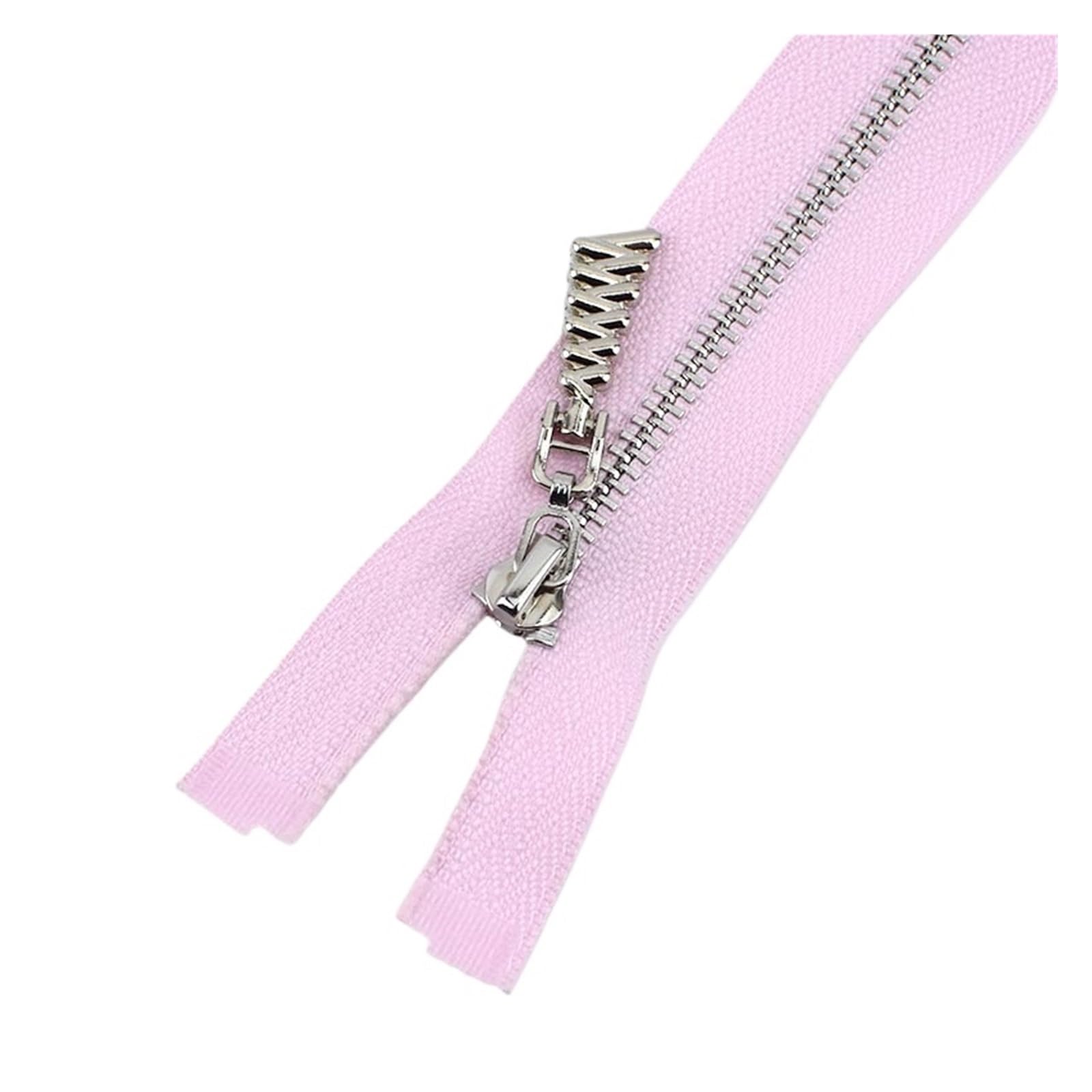 5 Sztuk 3# Metalowe Zamki Srebrne Zęby Otwarte 40-70cm Zip Na Ubrania Zestaw Do Naprawy Zamka Błyskawicznego DIY Akcesoria Szycia(Pink,Open-End-50cm)