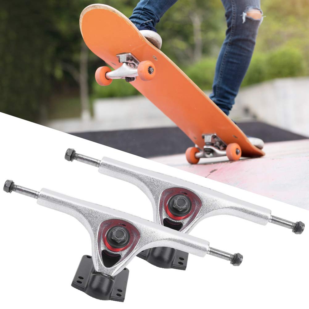 Tiiyee Eje de Monopatín, Longboard Camiones Patinar Aleación Aluminio Longboards Trucks Skateboard Truck Transmisión Skate Trueno Pulido Ejes Monopatines para Accesorio Monopatíns(Plata)
