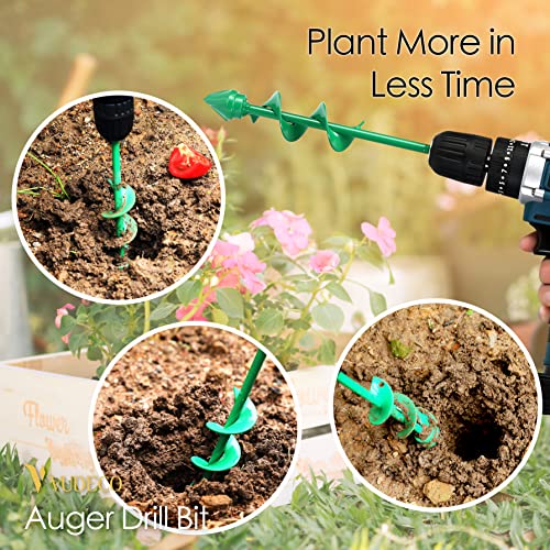 Vudeco Gargen Auger Drill Bit For Planting 2 Pcs, Bulb Planter Tool, Auger Post Hole Digger, Easy Garden Drill Auger Bit Planting, Spiral Drill Bit, Earth Planting Auger For Cordless Drill - Green #TOP6