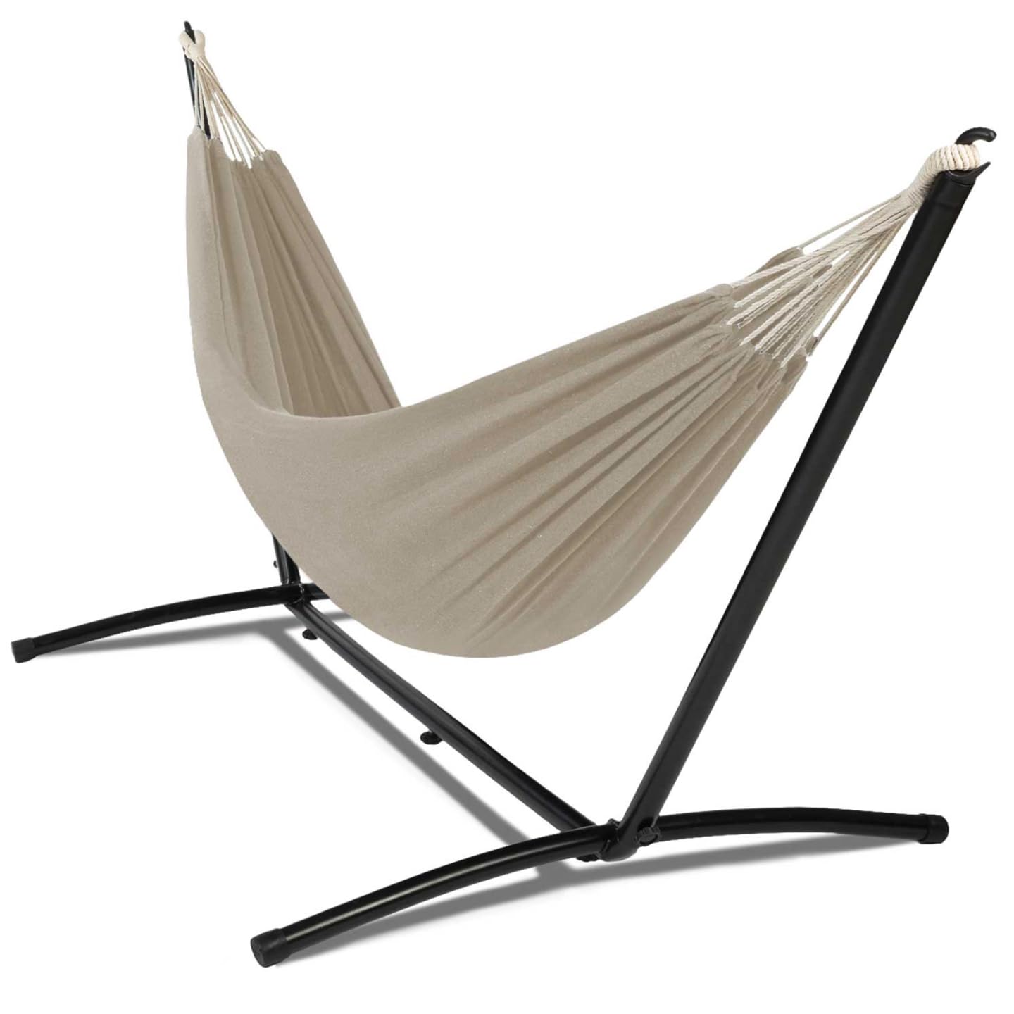 IDMarket – Hamaca con soporte de metal negro y tela topo