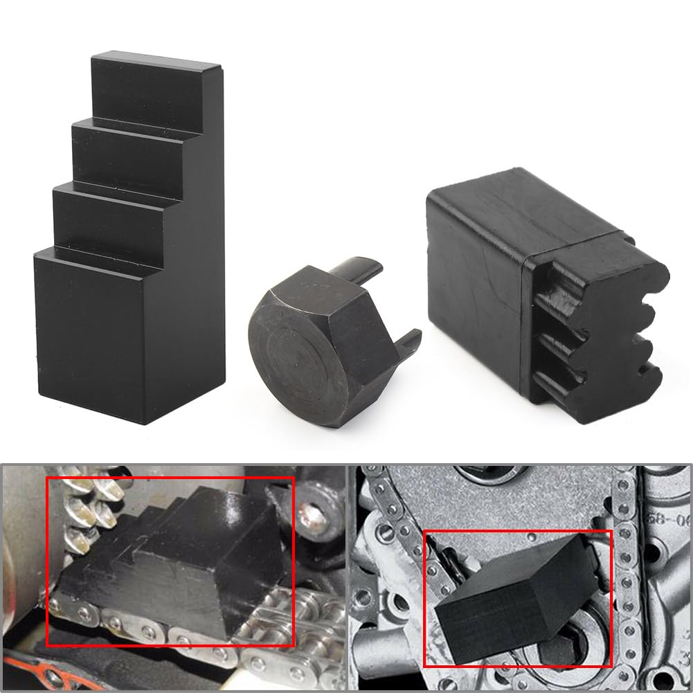 SIKUAI Motorrad-Steuerkettenspanner + Nockenwellenkeil-Arretierung + Entladewerkzeug + Kettenradnaben-Mutternsicherung Für Touring Electra/Street/Road Glide 99-06 Kunststoff & Metall Schwarz