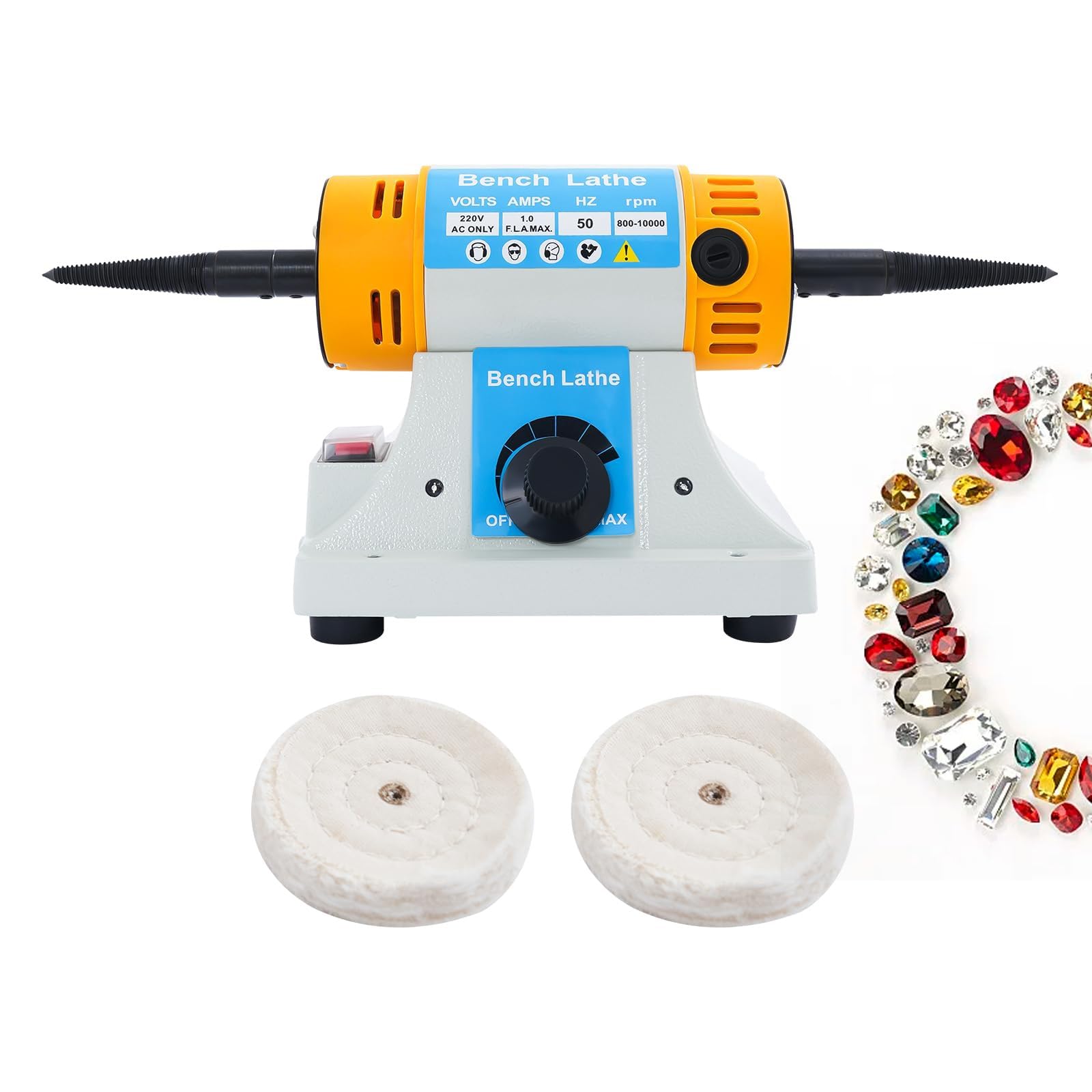 Pulidora de banco con velocidad ajustable, pulidora de jade 320 W, pulidora de joyas, diseño montaje en banco, ideal para joyería, madera, ámbar, metal y jade.