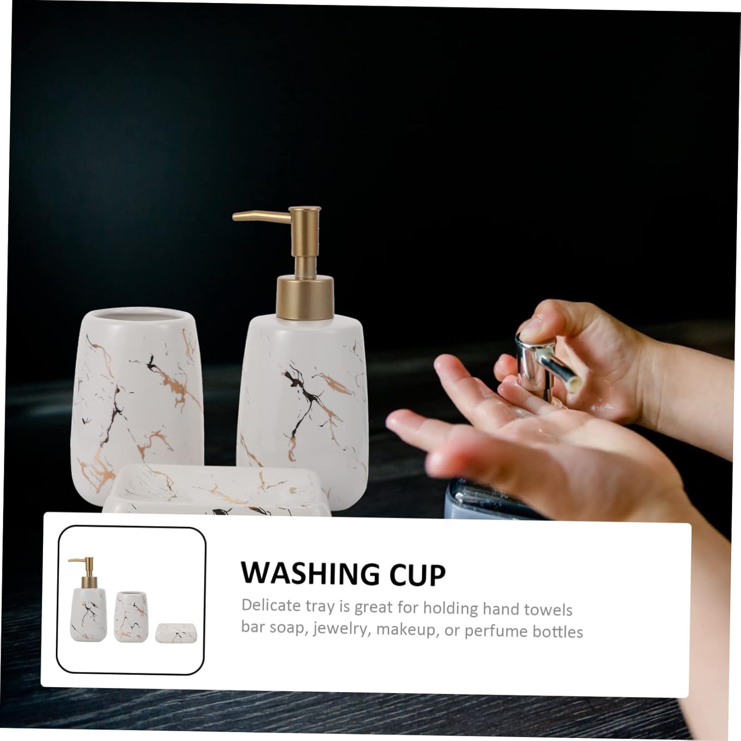 3pcs Bathroom Accessories Glossy White Soap Dispenser Toothbrush Cup Soap Dish Portable Wash Cup Organizer for Clean and Tidy Bathroom