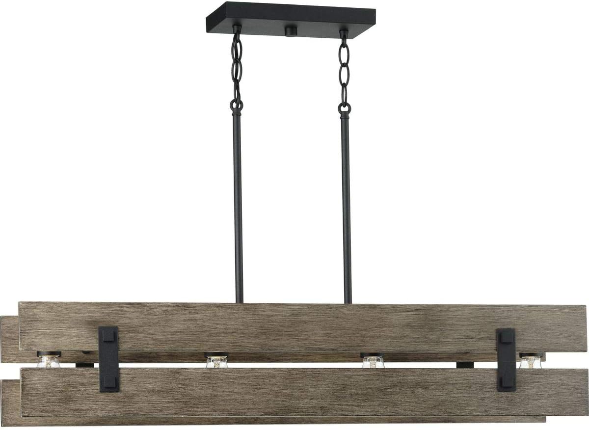 Progress Lighting Hemsworth Collection 4-Light Coastal Chandelier Light Textured Black, 7.87x36.00x36.00 7.87x36.00x36.00 Black