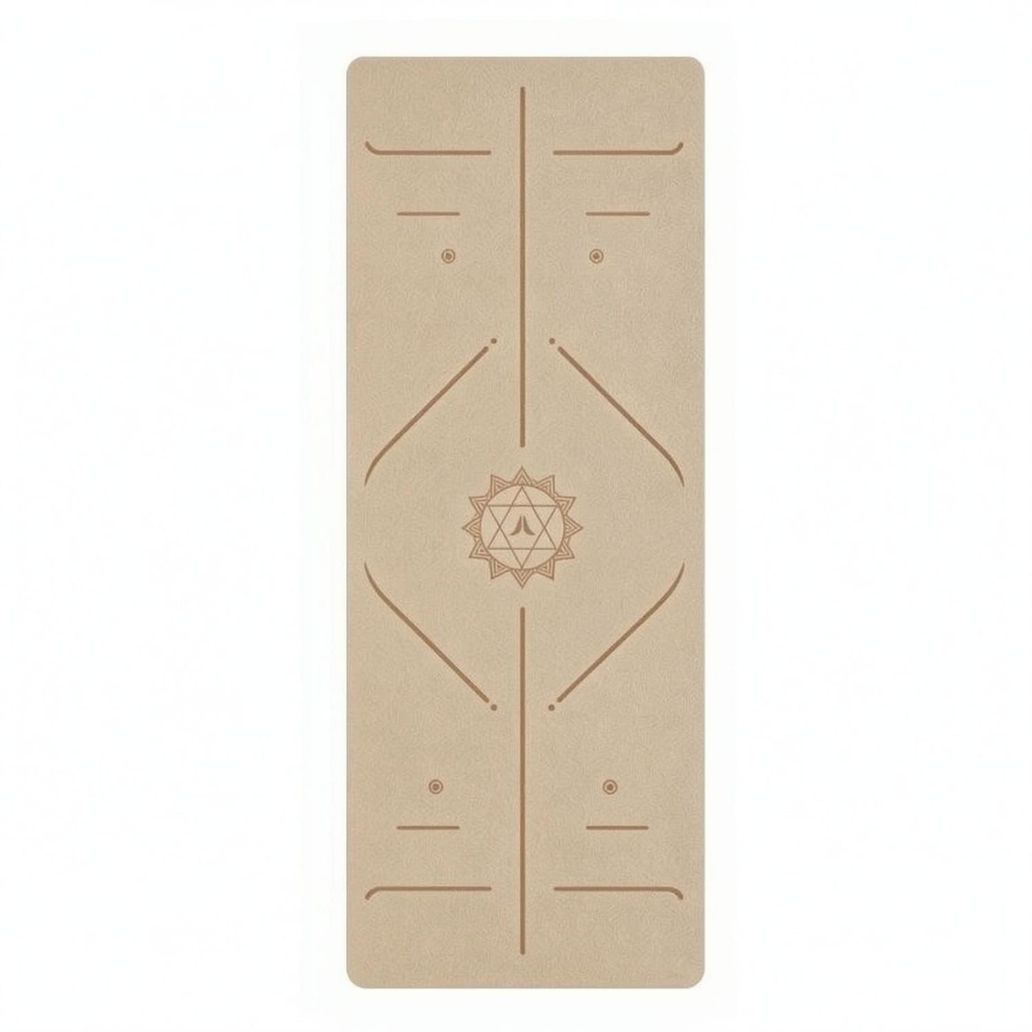 Cushioned Alignment Line Exercise Mat Mat PU Rubber Alignment Exercise Mat Mat Printed Fitness Gear Rounded Corners for Floor Exercise, Coffee-image-45