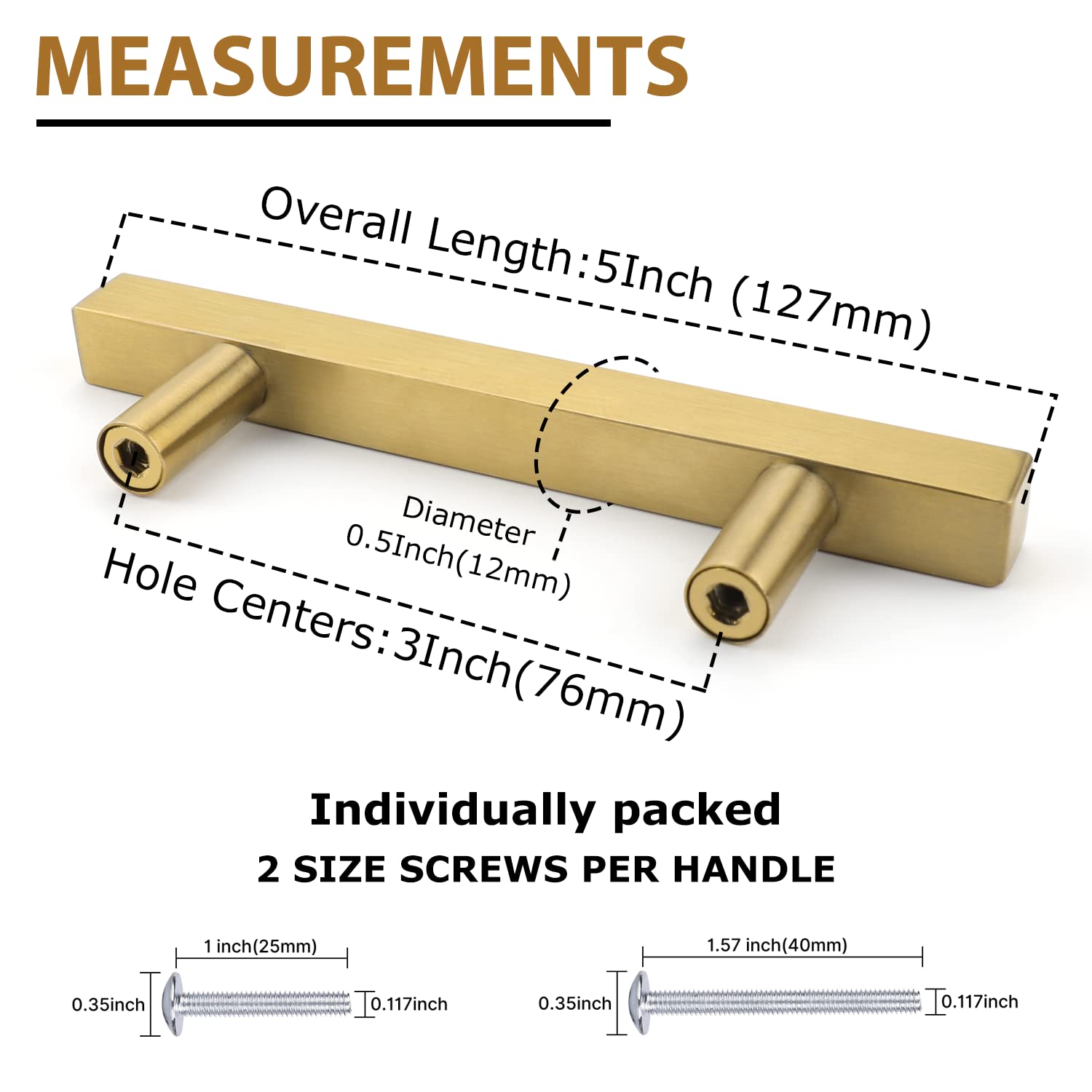 OYX 25 Pack 3 Inch Brushed Brass Cabinet Pulls Gold Cabinet Handles, Kitchen Pulls for Cabinets Stainless Steel Pulls for Kitchen and Bathroom,3" Hole Centers