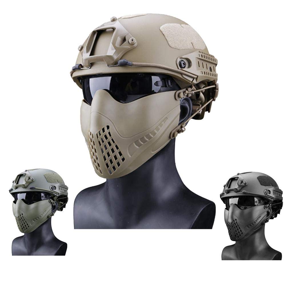Maschera tattica da esterno con sistema di fascia a due modalità, maschera di protezione tattica per il viso, per la caccia, paintball, militare, Cosplay e Movie Prop