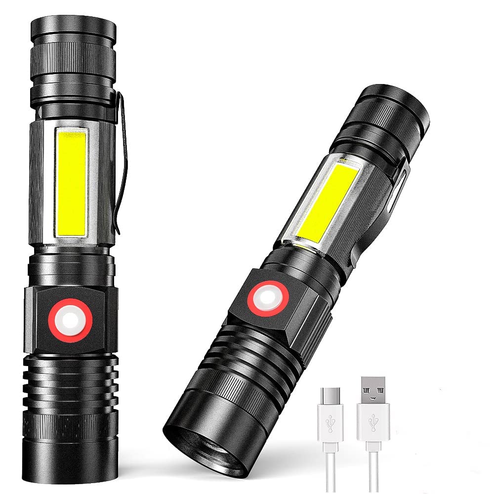 TOPHAVEN Rechargeable LED Flashlight Super Bright Pocket-Sized COB Work Light T6 LED Torch with Clip, Zoomable, Water Resistant Set of 1 (B09PHLYVPF) Amazon Price History, Amazon Price Tracker