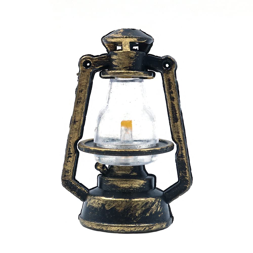 Cenpek Bronze 4 Pack 1:12 Scale Dollhouse Kerosene Lamp Miniature Lantern Light For Room Plants Pot Garden Decor