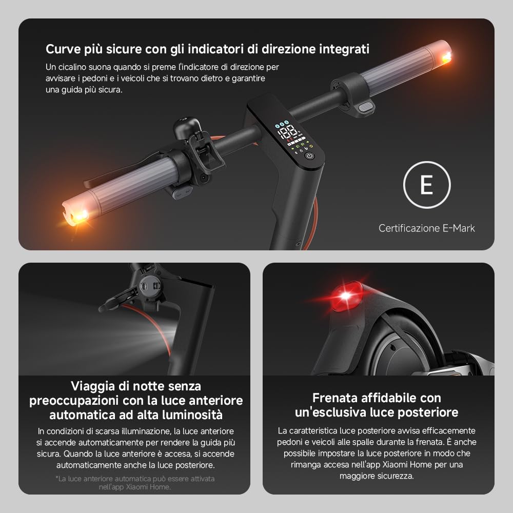 Xiaomi Electric Scooter 5 Pro (Monopattino), Doppie Sospensioni Anteriore E Posteriore A Molla, Pneumatici Tubeless Da 10", Pendenza Max 22% | Doppie Sospensioni Anteriore E Posteriore A Molla, Pneumatici Tubeless Da 10", Pendenza Max 22%