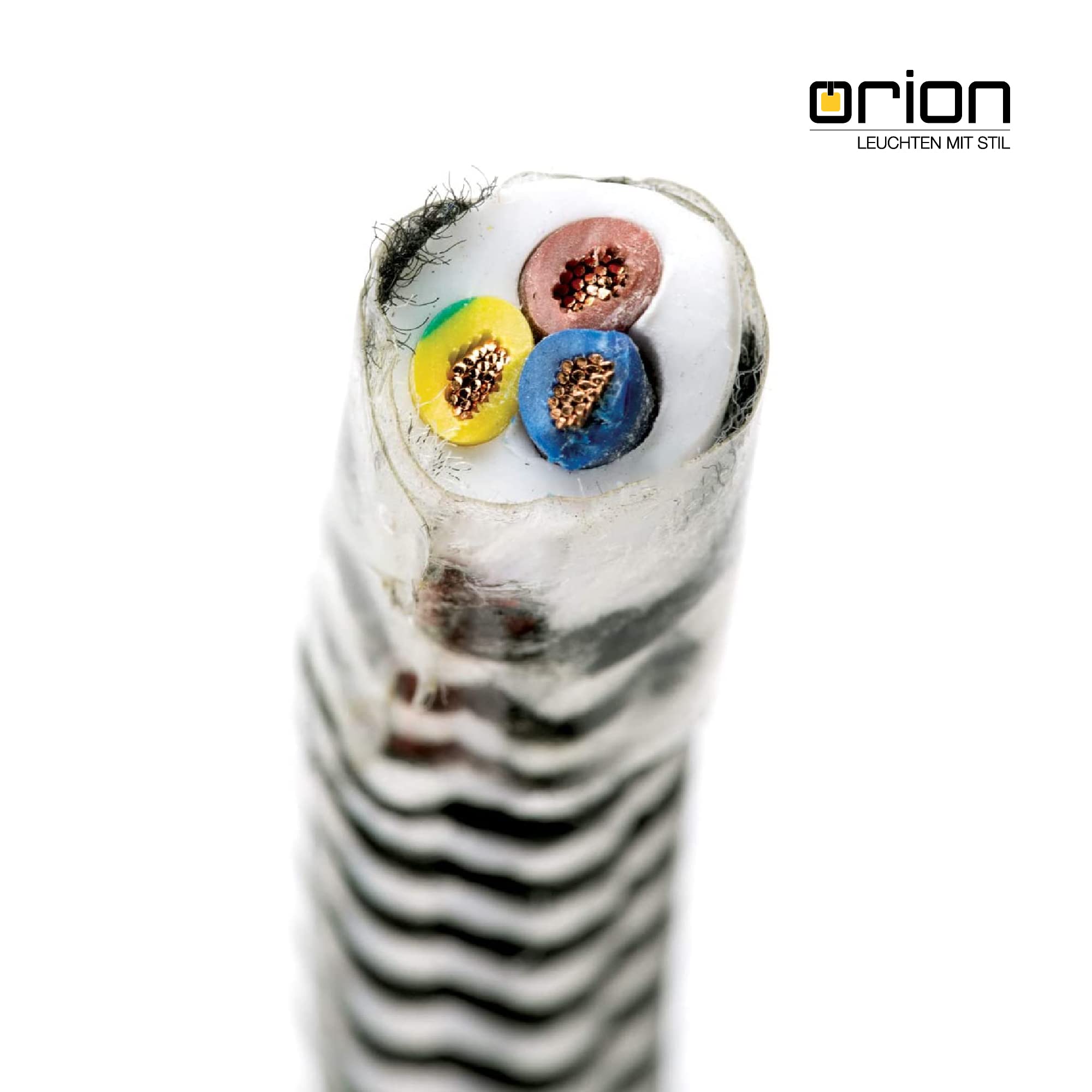 Cable con revestimiento textil, cable de alimentación de 3 hilos, 3 x 0,75 mm², con conductor a tierra, accesorios de lámpara (5 m, Blanco Negro)