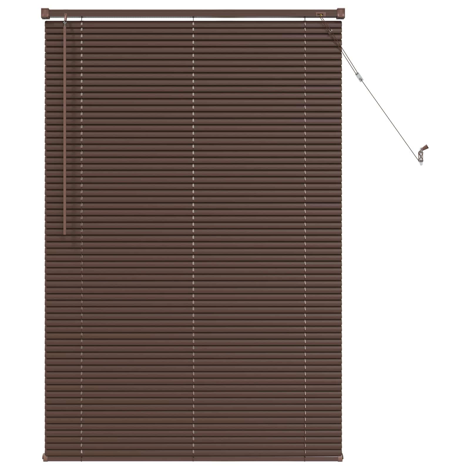 Tenda veneziana marrone scuro con motivo in PVC resistente, 150 x 80 cm, con kit di montaggio e clip di sicurezza, per finestre interne, privacy e regolazione della luce