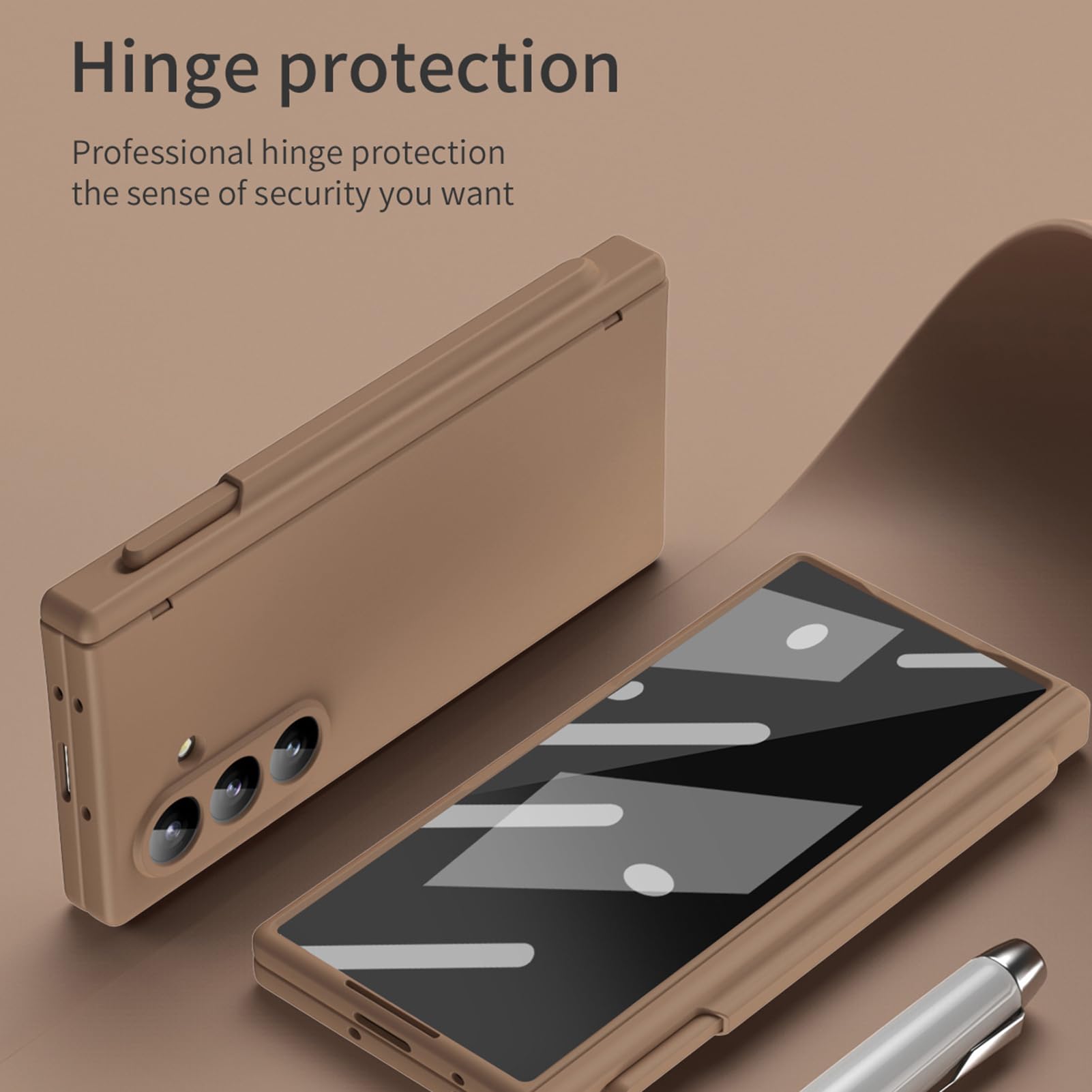 Minimalistyczne etui do Samsung Galaxy Z Fold 7, odporna na wstrząsy osłona obiektywu aparatu z przegródką na długopisy, biały, Z Fold 7