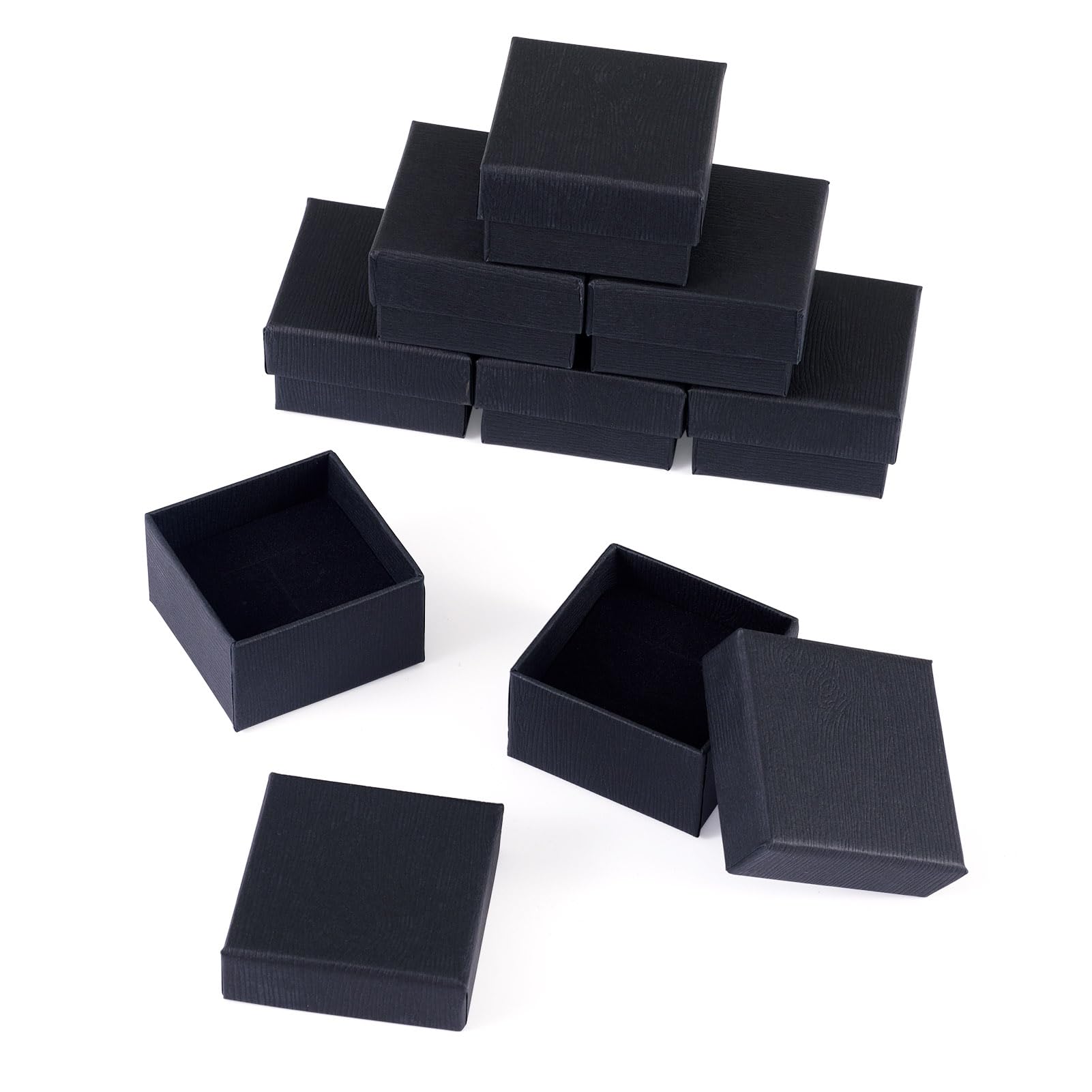 Craftdady 10pcs Small Gift Box with Sponge Square Cardboard Box Black Jewellery Storage Boxes for Rings Bangle Bracelet Earring Necklace Display โ image 1