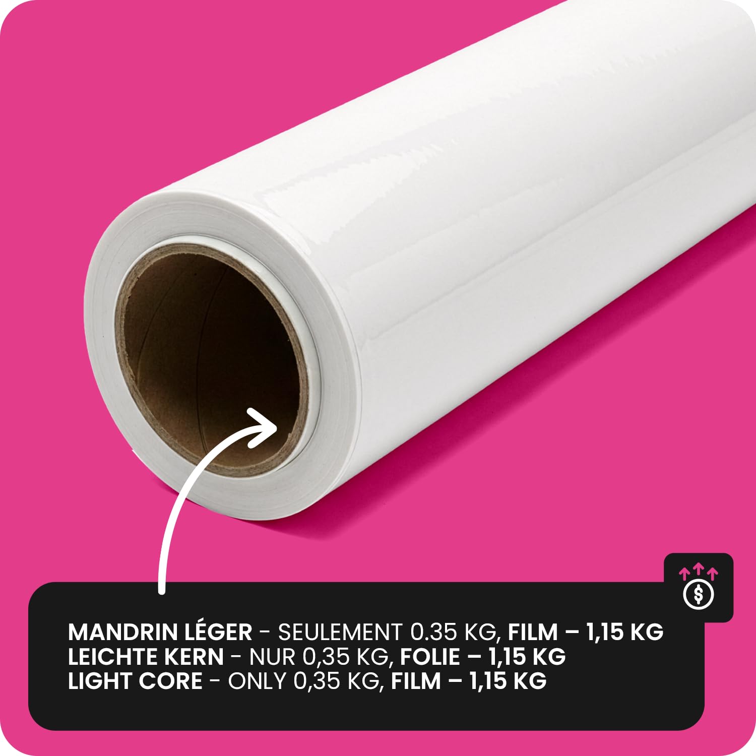 Netuno 6x rotolo pellicola elastica bianca 23 my 500 mm 1,5 kg film stretch di imballaggio rotolo di avvolgimento in plastica pellicola estensibile film di pallet resistente protettivo estensibile