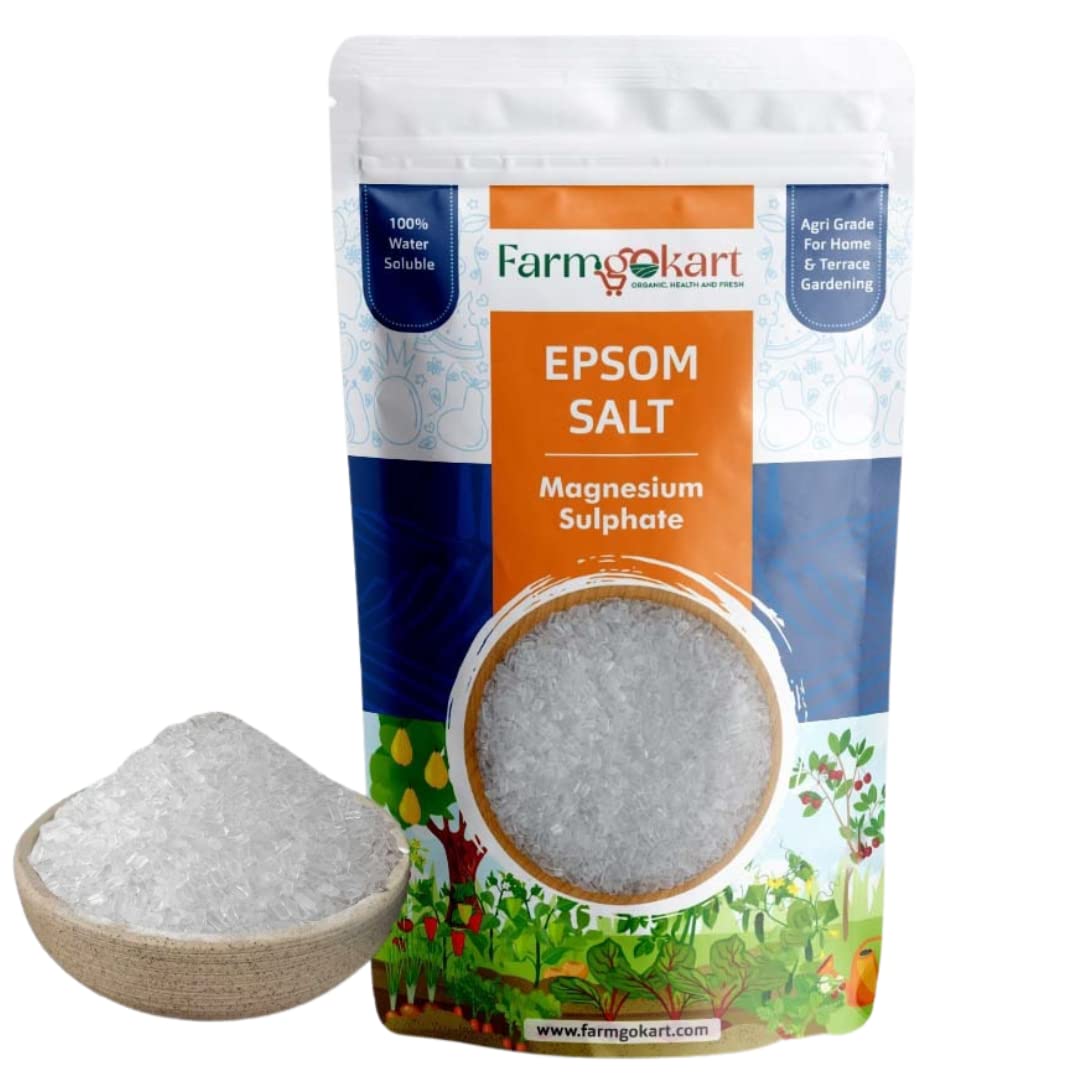 Farmgokart | Agri Grade | Epsom Salt Magnesium Sulphate | for Plant Growth and Plant Nutrient | 100% Water Soluble | (450 GMS)