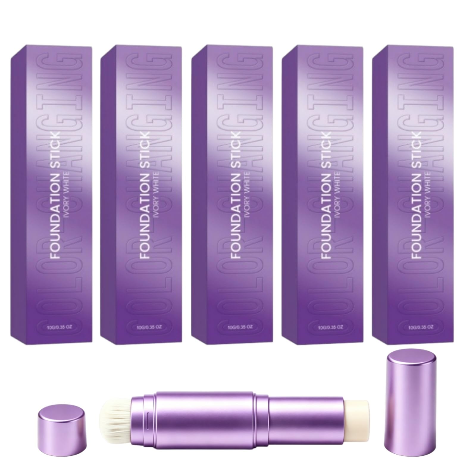 Fondotinta Stick Stick Correttore Crema 2 in 1 con Pennello | fondotinta coreano intelligente per pelle matura, copertura naturale