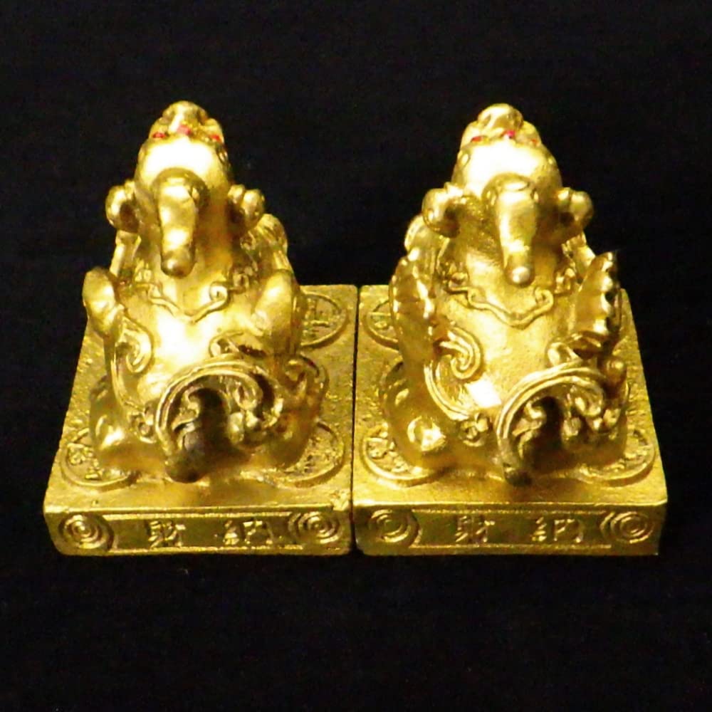 Amazon.co.jp: 銅製ミニ雌雄貔貅ヒキュウ一対 風水グッズ 風水