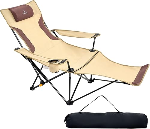 Miniatura 10 de Silla de camping reclinable de 4 posiciones ajustables, silla de playa plegable ligera para adultos con reposapiés y reposacabezas extraíbles,