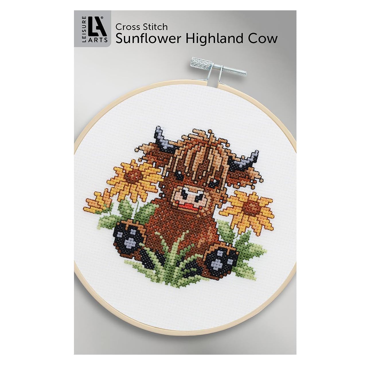 LEISURE ARTS Highland Cow Cross Stitch Spring ePattern, Counted Cross Stitch Pattern Books for Adults, Beginner DIY Embroidery Pattern Book for Home Decor Crafts