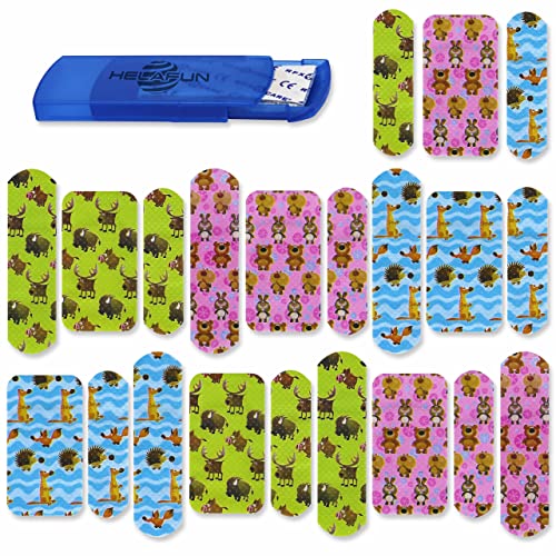 Porta Apositos Adhesivos Helafun, 104 Unds - Aposito Impermeable - Esterilizados e hipoalergenicos - Embalaje de papel reciclado.(Apositos infantiles) Cover