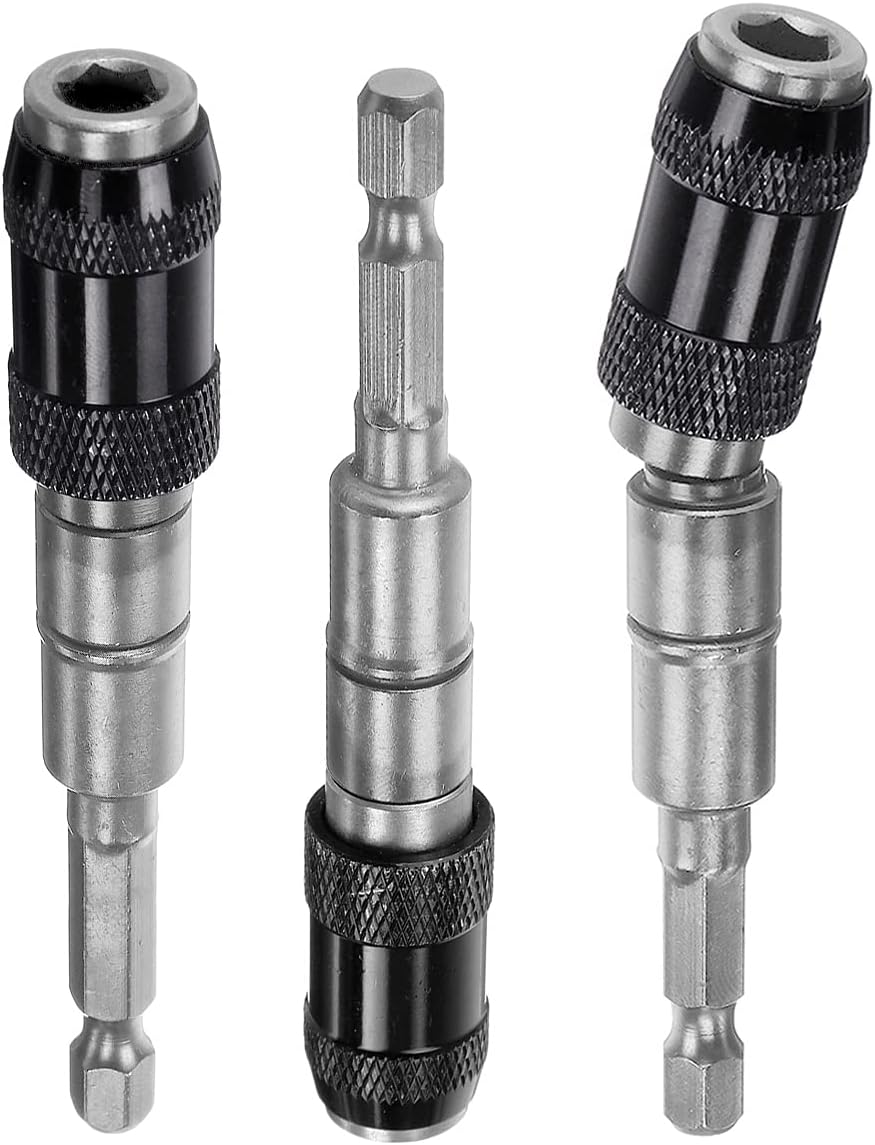 Yakamoz 3Pcs Pivoting Bit Holder, Flexiable Magnetic Screwdriver Bits Knuckle Holder 1/4" Hex Quick Release Drill Extension for Tight Spaces or Corners
