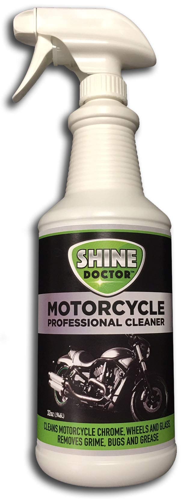 Shine DoctorMotorcycle Cleaner 32 oz. with UV Protection! Cleans Chrome, Wheels, Leather, Vinyl and Removes Grime and Grease.