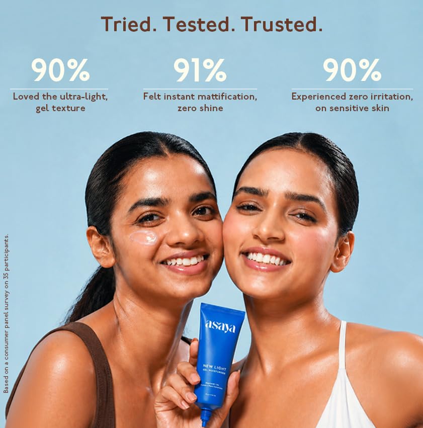 Image of Asaya New Light Gel Face Moisturiser for Oily Skin with MelaMe to Visibly Fade Dark Spots| Reduces Dark Spots in 14 Days | Hyaluronic Acid & Ceramides | 80gm