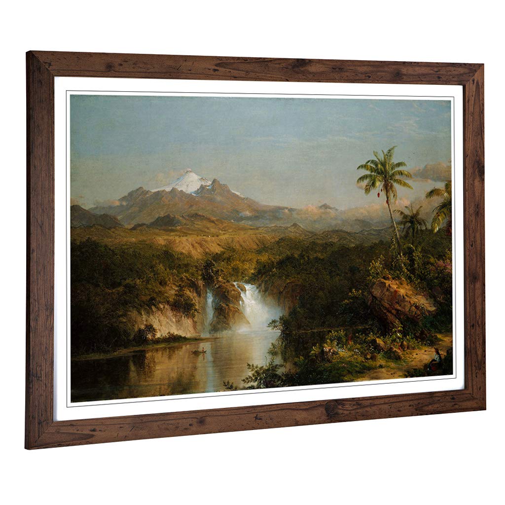 Big Box Art Framed Print of Frederic Edwin Church View of Cotopaxi Design | Wall Art Picture | Home Decor for Kitchen, Living Room, Bedroom, Hallway, Walnut, A2 / 24.5x18 Inch / 62x45cm