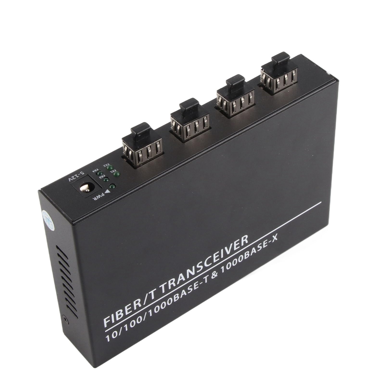 Airshi Convertisseur de Média Fibre Ethernet, Convertisseur de Média Fibre SFP en Métal 8 Ports électriques RJ45 Port 4 Ports Optiques 100-240V jusqu'à 120 Km pour la Maison (Prise UE)