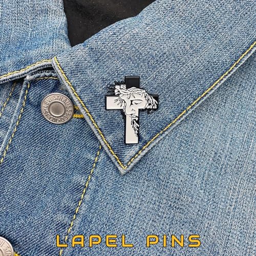 Image of Enamel Pins, Jesus Christ & Cross Pins for Backpacks, Christian Religious God Faith Lapel Pin, Catholic Bedge Brooch for Lanyard, Bag, Hat, Clothes, Jacket, Vest.