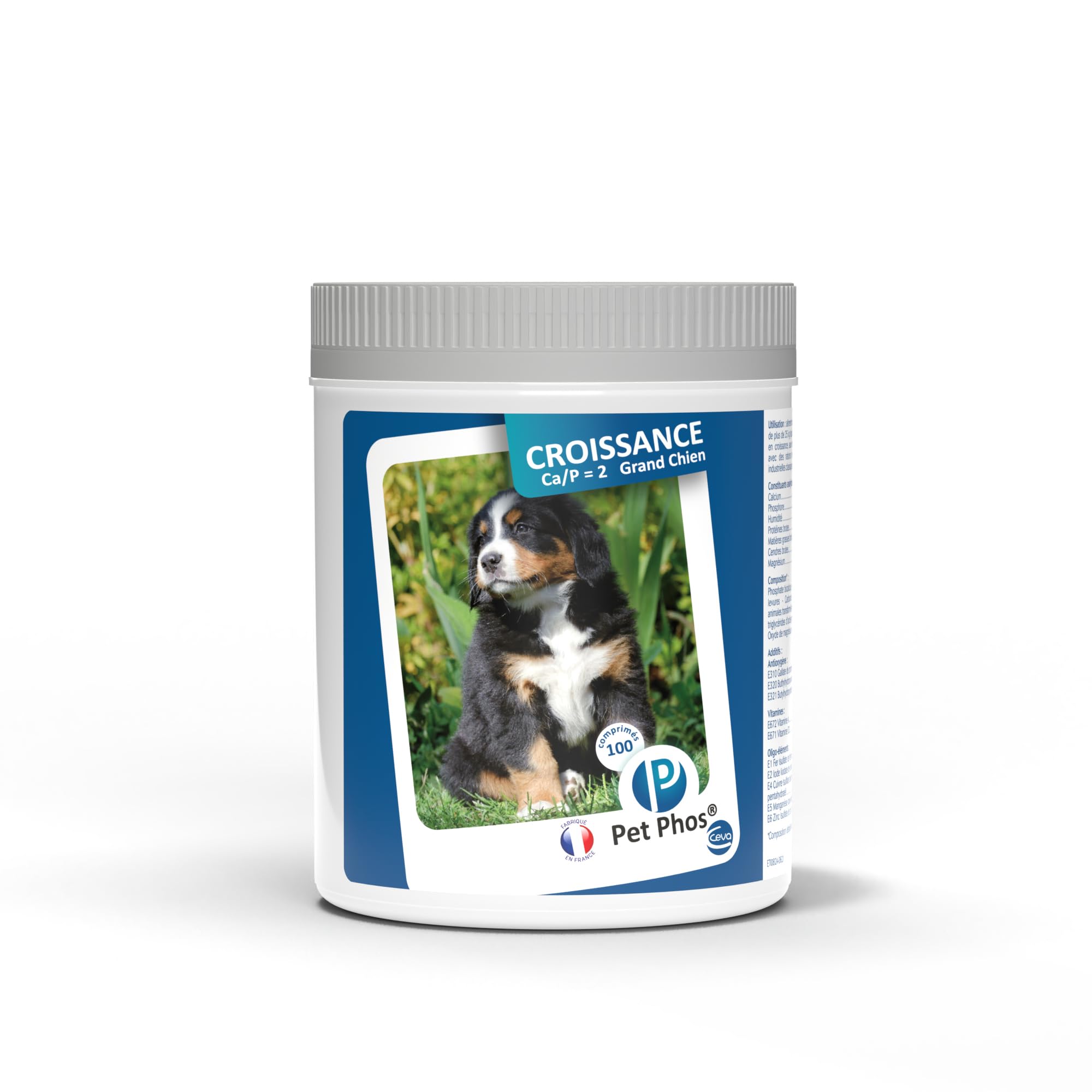Pet PHOS Croissance CA/P = 2 Grand Chien pour Chiots en Croissance et Femelles gestantes ou allaitantes nourris avec Une Ration ménagère ou Industrielle